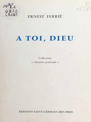 cover image of À toi, Dieu